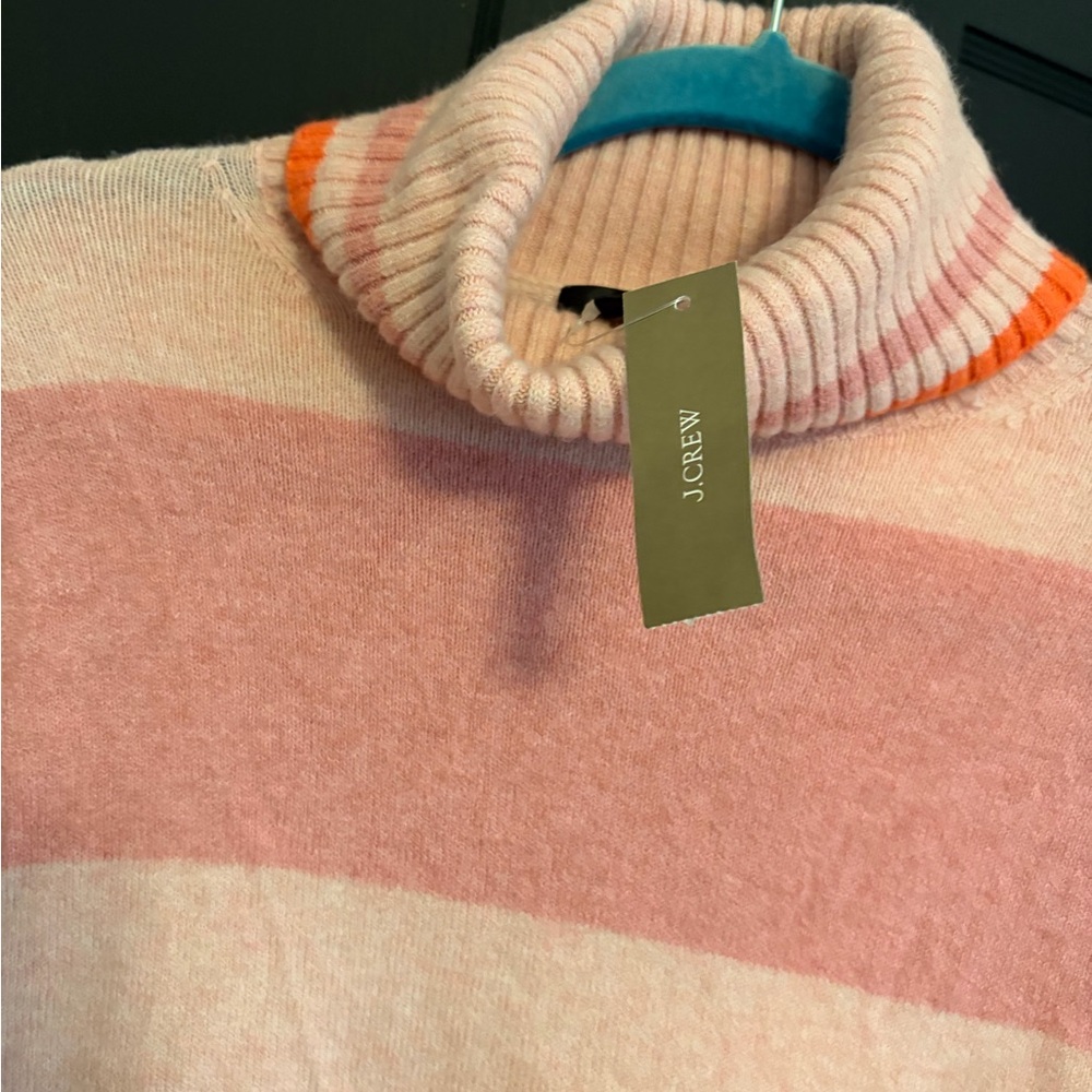 J.Crew Striped Pink and Cream Turtleneck Sweater - Picture 5 of 5